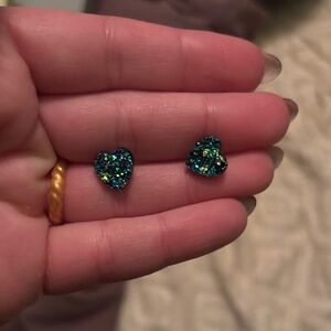 Heart-Shaped Glitter Earrings